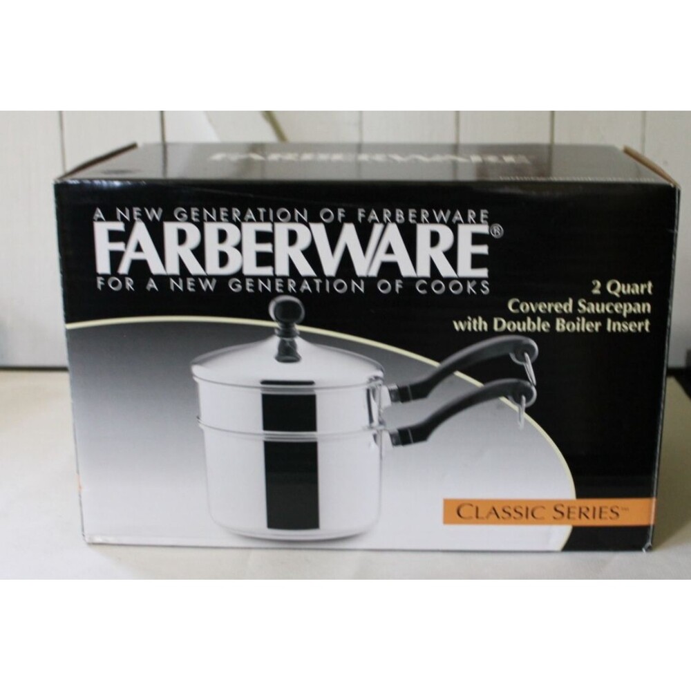 Farberware Classic Series 2-Quart Covered Saucepan with Double Boiler Insert NIB